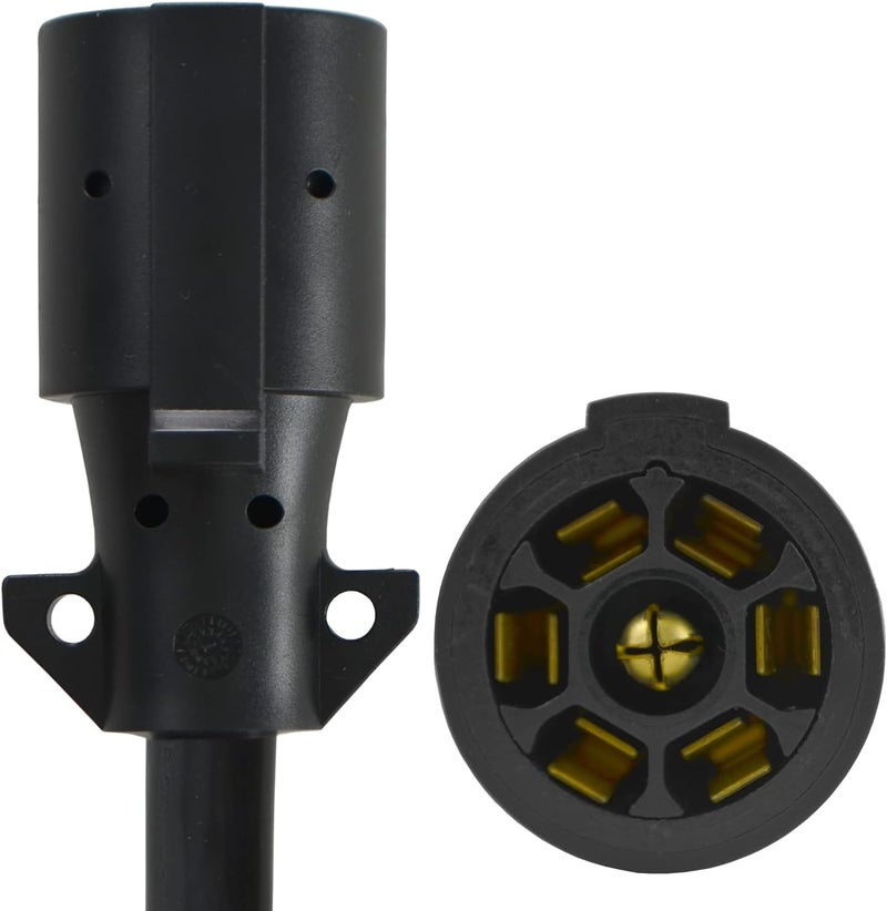 Conntek 7 Way Plug Inline Trailer Cord with 7-Gang Junction Box - Black, 8-Feet - Image 2